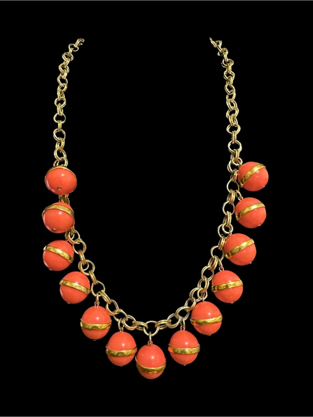 J. Crew Gold-Tone Necklace with Coral Orange Bead Drops